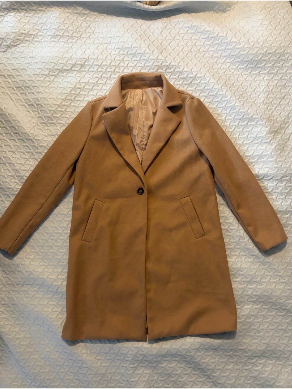 Women’s Single-Button faux wool polyester coat - Picture 1 of 2